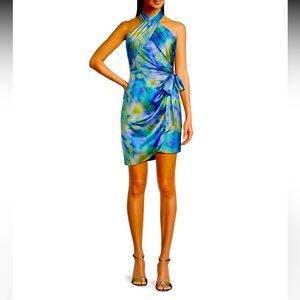 Belle Badgley Mischka Lexi Halter Twist Front Dress, multi-color, size 14